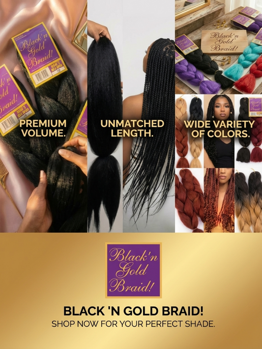 Black 'n Gold Classic Braids - 100% Kanekalon Braiding Hair for Sleek and Stylish Looks