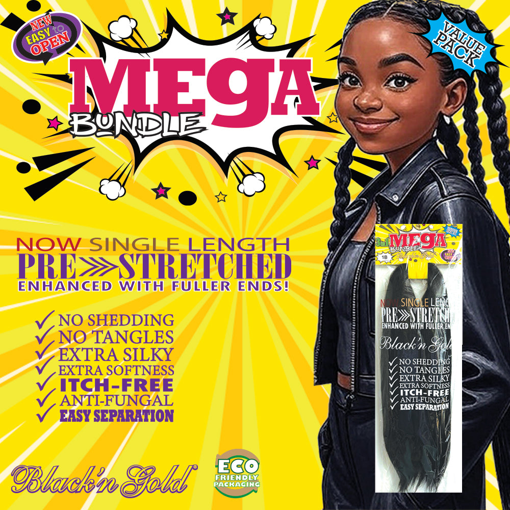 Mega Braid Braiding Hair 56" for Easy Braiding - 1 Pack
