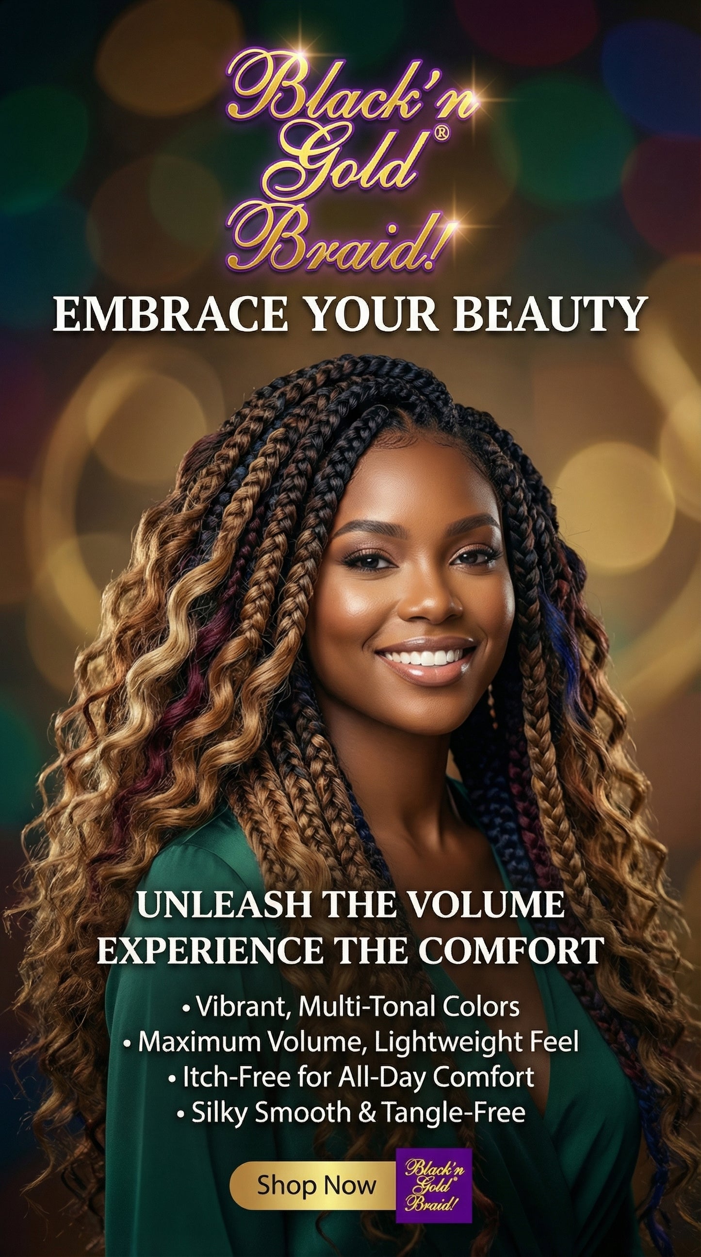 Black 'n Gold Classic Braids - 100% Kanekalon Braiding Hair for Sleek and Stylish Looks
