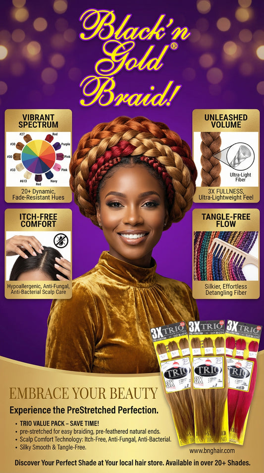 3X BNG Braid Braiding Hair 56" for Easy Braiding